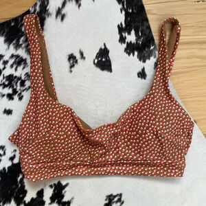 aerie women’s brown polka dot bikini top size small New NWT